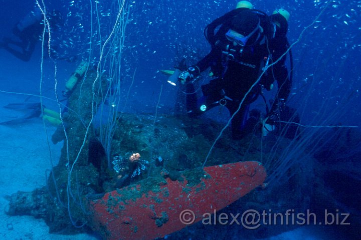 Helldiver Lionfish.jpg - Helldiver prop - on the seabed at 55m towards the bow of Saratoga